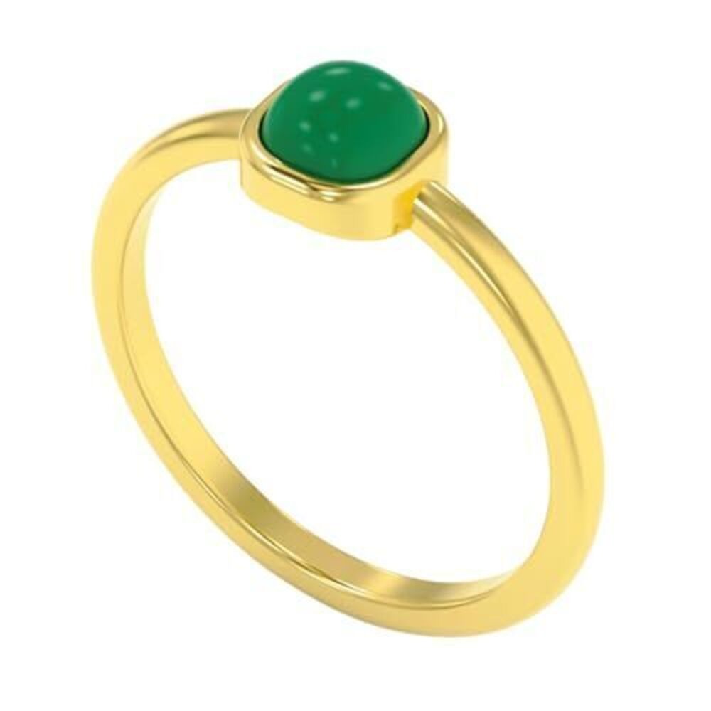 9745 Dainty Gemstone Ring – 925 Sterling Silver 18K Gold Plated Square